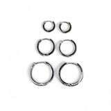 TRIO DE BRINCOS ARGOLAS DIAS RÓDIO BRANCO