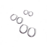 TRIO DE BRINCOS ARGOLAS CLÉO RÓDIO BRANCO