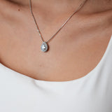 CONJUNTO COLAR E BRINCO MILA RÓDIO BRANCO