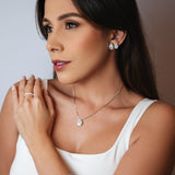 CONJUNTO COLAR E BRINCO MILA RÓDIO BRANCO