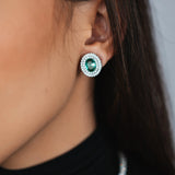 BRINCO PRESSÃO VERDE TURMALINA CLAÚDIA RÓDIO BRANCO