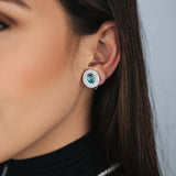 BRINCO PRESSÃO AZUL TIFFANY IASMIN RÓDIO BRANCO