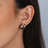 TRIO DE BRINCOS ARGOLAS LUMA RÓDIO BRANCO