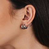 TRIO DE BRINCOS ARGOLAS LUMA RÓDIO BRANCO