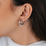 TRIO DE BRINCOS ARGOLAS CLÉO RÓDIO BRANCO