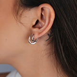 TRIO DE BRINCOS ARGOLAS CLÉO RÓDIO BRANCO