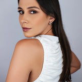 TRIO DE BRINCOS ARGOLAS DIAS RÓDIO BRANCO