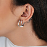 TRIO DE BRINCOS ARGOLAS FINAS HELLEN RÓDIO BRANCO