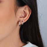 TRIO DE BRINCOS ARGOLAS FINAS HELLEN RÓDIO BRANCO