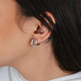 TRIO DE BRINCOS ARGOLAS FINAS HELLEN RÓDIO BRANCO