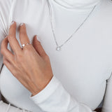 CONJUNTO COLAR E BRINCO MARINA RÓDIO BRANCO