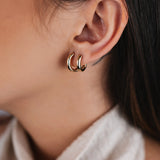 TRIO DE BRINCOS ARGOLAS LISAS CLARA DOURADO