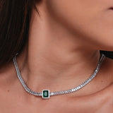 CONJUNTO COLAR E BRINCO JADE RÓDIO BRANCO