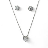 CONJUNTO COLAR E BRINCO BRENDA RÓDIO BRANCO